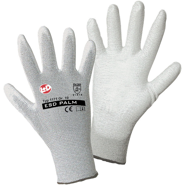 Worky L+D ESD Nylon/Carbon-PU 1171-9 Nylon Arbeitshandschuh Größe (Handschuhe): 9, L EN 388:2016 CAT II 1St.