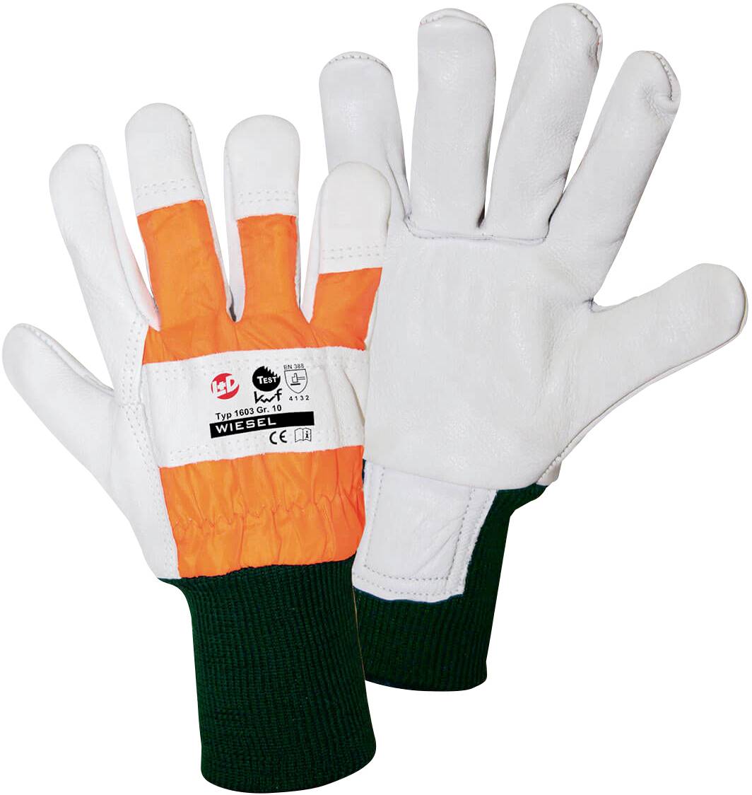 Worky L+D Wiesel-FORST 1603 Rindnarbenleder Forstschutzhandschuh Größe (Handschuhe): 9, L EN 388 CAT II 1 Paar