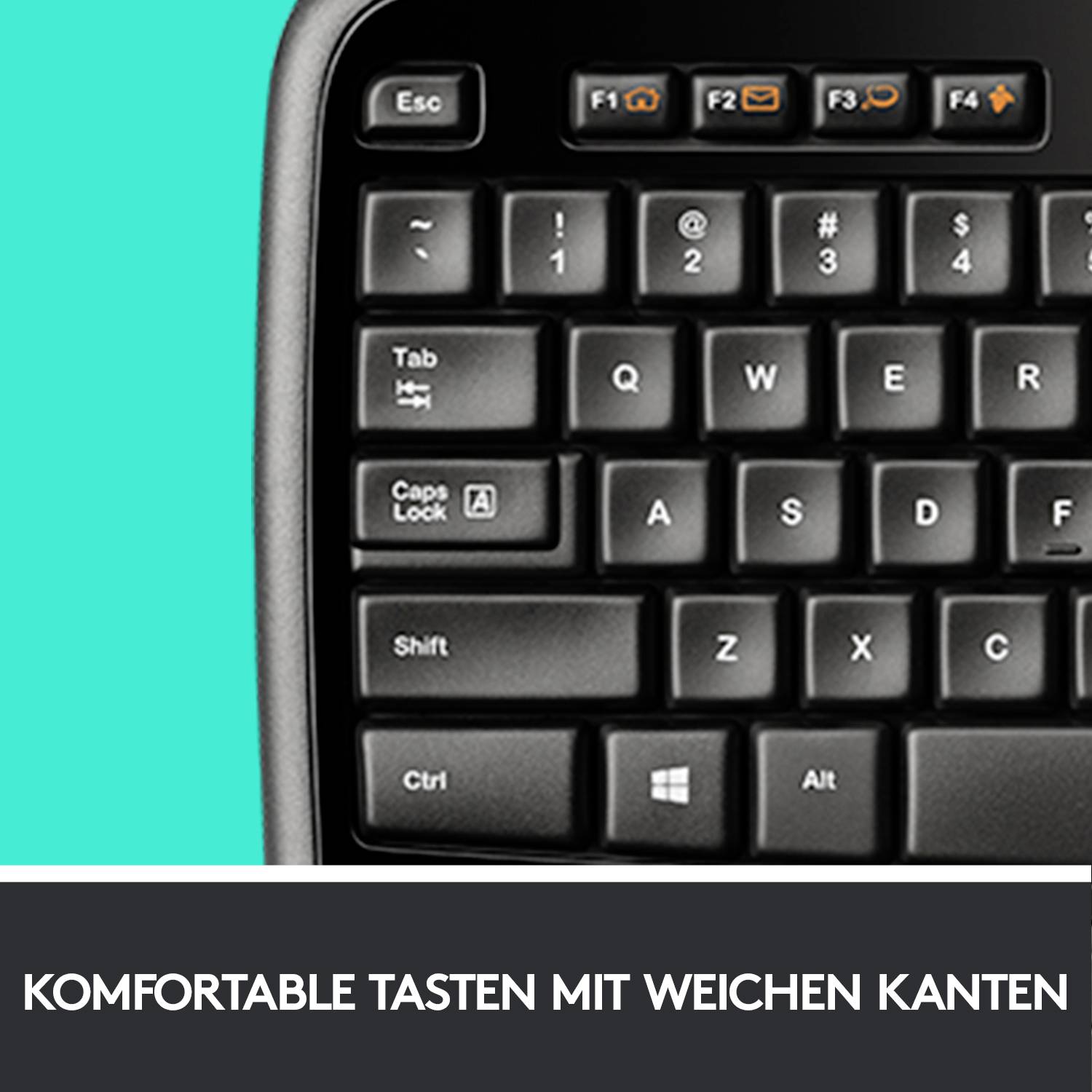 Logitech MK710 Wireless Desktop Funk Tastatur, Maus-Set Spritzwassergeschützt, Display Deutsch, QWERTZ Schwarz