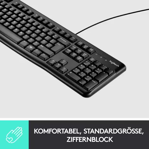 Logitech K120 Keyboard Kabelgebunden, USB Tastatur Deutsch, QWERTZ Schwarz Spritzwassergeschützt Logitech K120 Keyboard Kabelgebunden, USB Tastatur Deutsch, QWERTZ Schwarz Spritzwassergeschützt