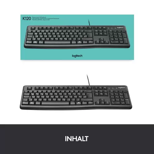Logitech K120 Keyboard Kabelgebunden, USB Tastatur Deutsch, QWERTZ Schwarz Spritzwassergeschützt Logitech K120 Keyboard Kabelgebunden, USB Tastatur Deutsch, QWERTZ Schwarz Spritzwassergeschützt