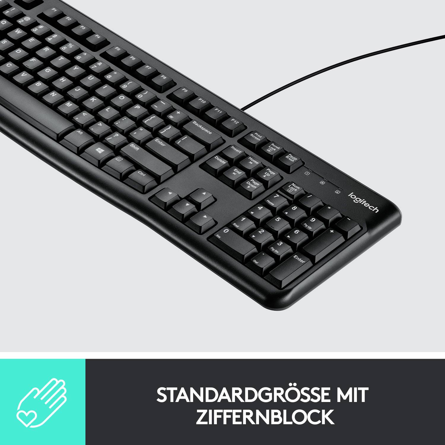Logitech MK120 Desktop USB Tastatur, Maus-Set Spritzwassergeschützt Deutsch, QWERTZ Schwarz