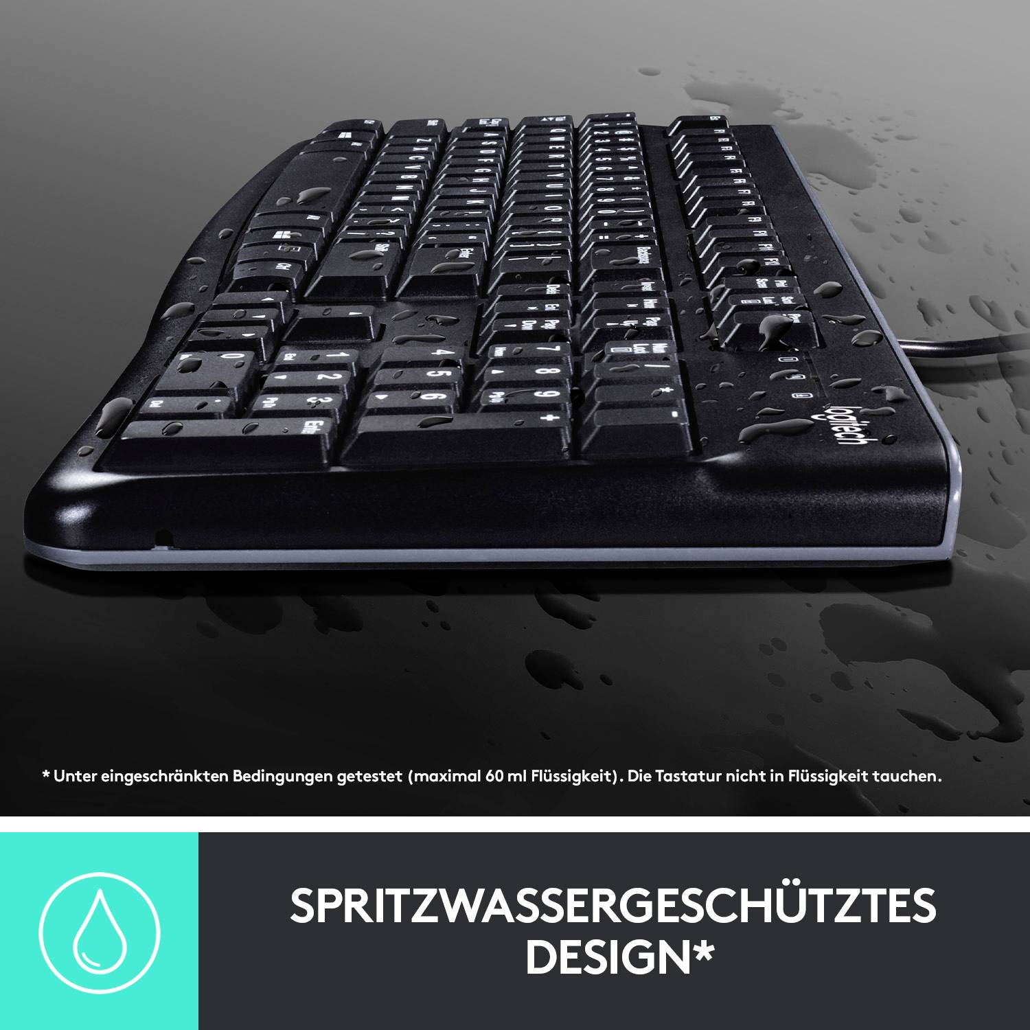 Logitech MK120 Desktop USB Tastatur, Maus-Set Spritzwassergeschützt Deutsch, QWERTZ Schwarz