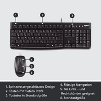 Logitech MK120 Desktop USB Tastatur, Maus-Set Spritzwassergeschützt Deutsch, QWERTZ Schwarz Logitech MK120 Desktop USB Tastatur, Maus-Set Spritzwassergeschützt Deutsch, QWERTZ Schwarz