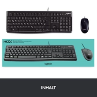 Logitech MK120 Desktop USB Tastatur, Maus-Set Spritzwassergeschützt Deutsch, QWERTZ Schwarz Logitech MK120 Desktop USB Tastatur, Maus-Set Spritzwassergeschützt Deutsch, QWERTZ Schwarz