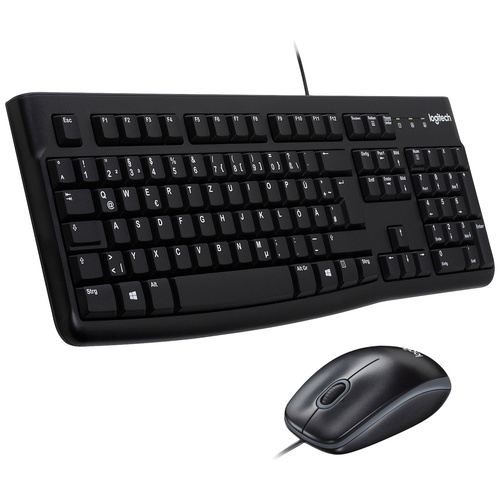 Logitech MK120 Desktop USB Tastatur, Maus-Set Spritzwassergeschützt Deutsch, QWERTZ, Windows® Schwarz