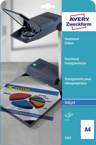 Avery-Zweckform 2502 Overhead-Projektor-Folie DIN A4 Tintenstrahldrucker Transparent 50 St.