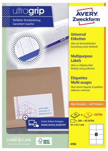 Avery-Zweckform 4782 Universal-Etiketten 97 x 67.7 mm Papier Weiß 240 St. Permanent haftend Tintens
