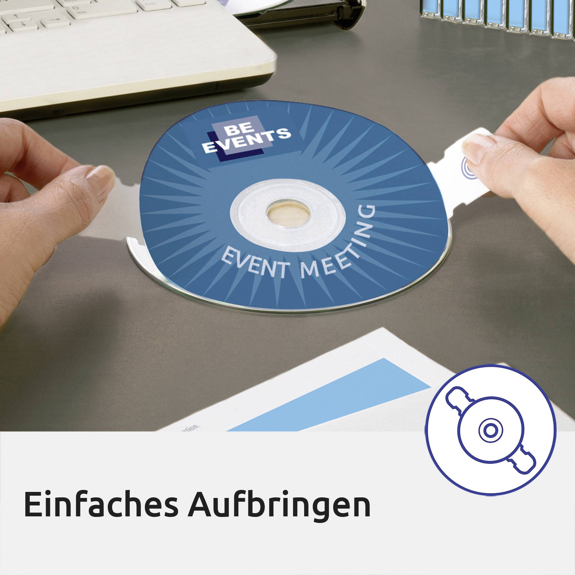 Avery-Zweckform CD-Etiketten J8676-25 Ø 117mm Papier Weiß 50 St. Permanent Fotoqualität, Blickdicht, Bis Kernloch bedruckbar