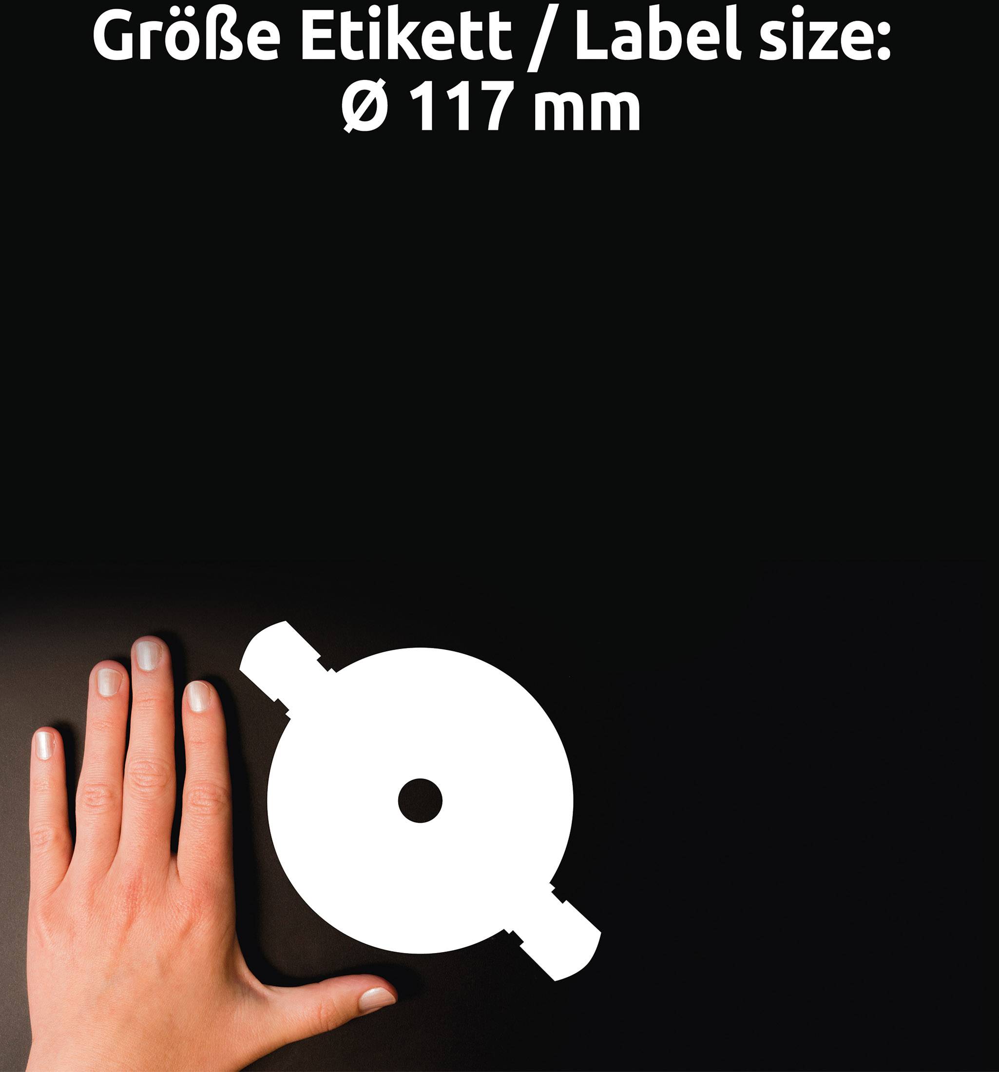Avery-Zweckform CD-Etiketten J8676-25 Ø 117mm Papier Weiß 50 St. Permanent Fotoqualität, Blickdicht, Bis Kernloch bedruckbar