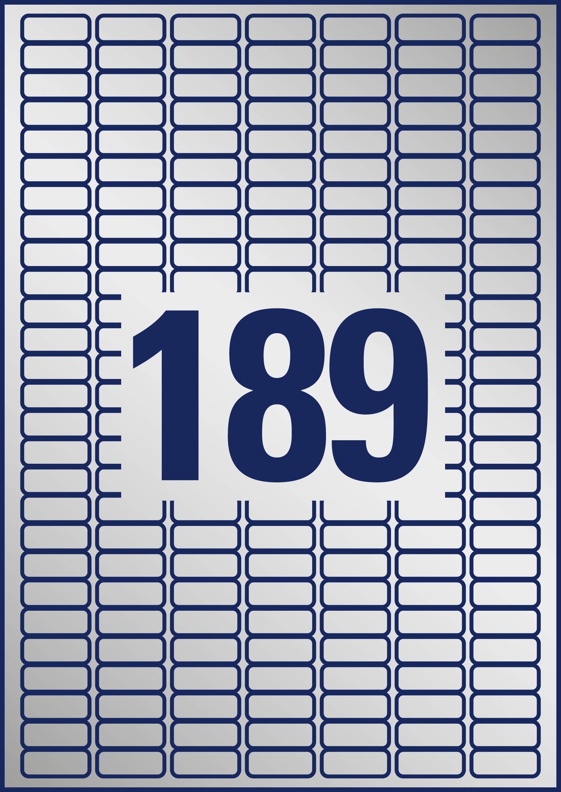 '189' in großen, blauen Ziffern auf einem rechteckigen, grauen Hintergrund mit einem Muster aus blauen Rechtecken.