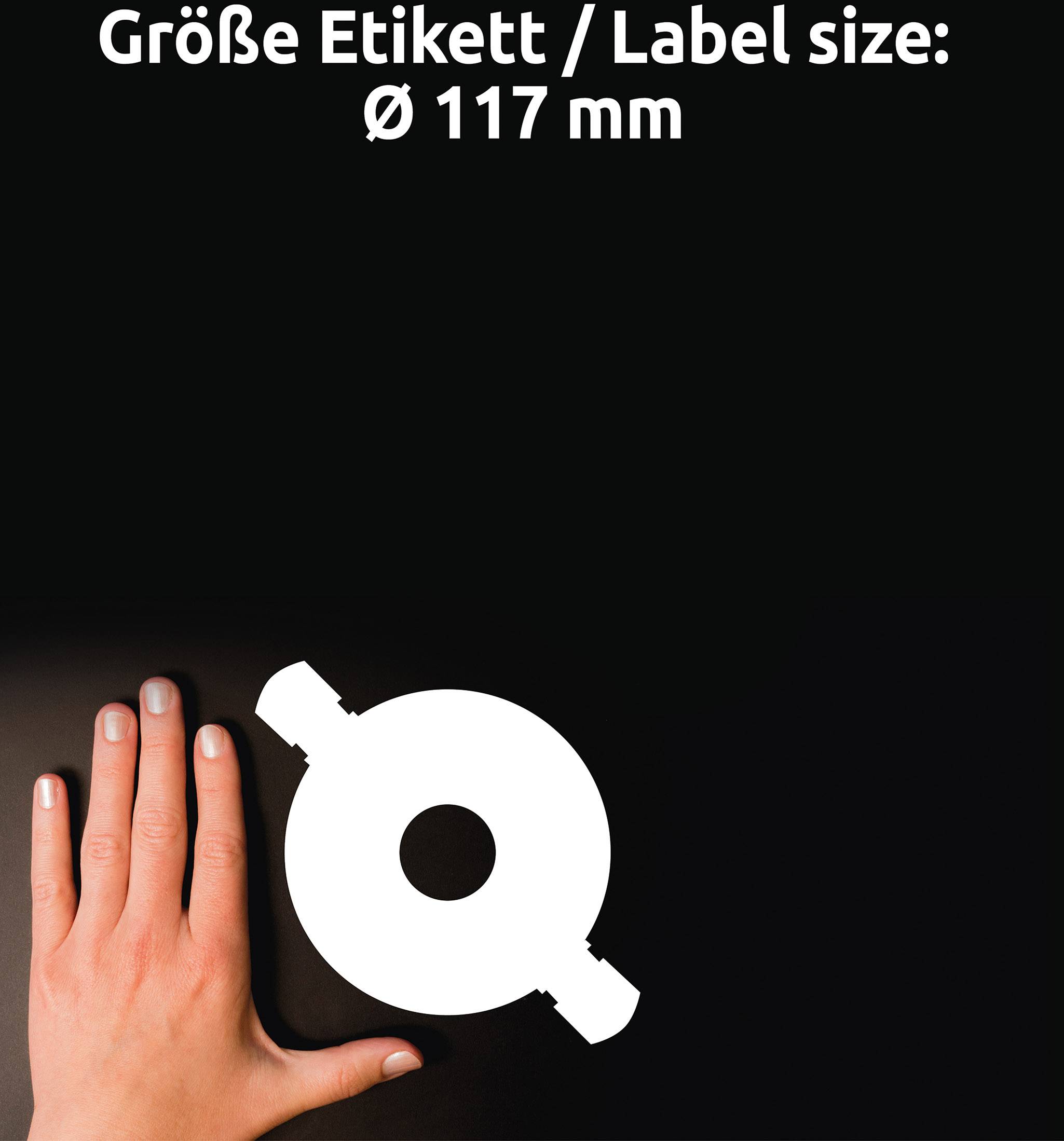 Avery-Zweckform L6043-25 CD-Etiketten Ø 117 mm Papier Weiß 50 St. Permanent haftend Tintenstrahldrucker, Laserdrucker, Farblaserdrucker, Kopierer,