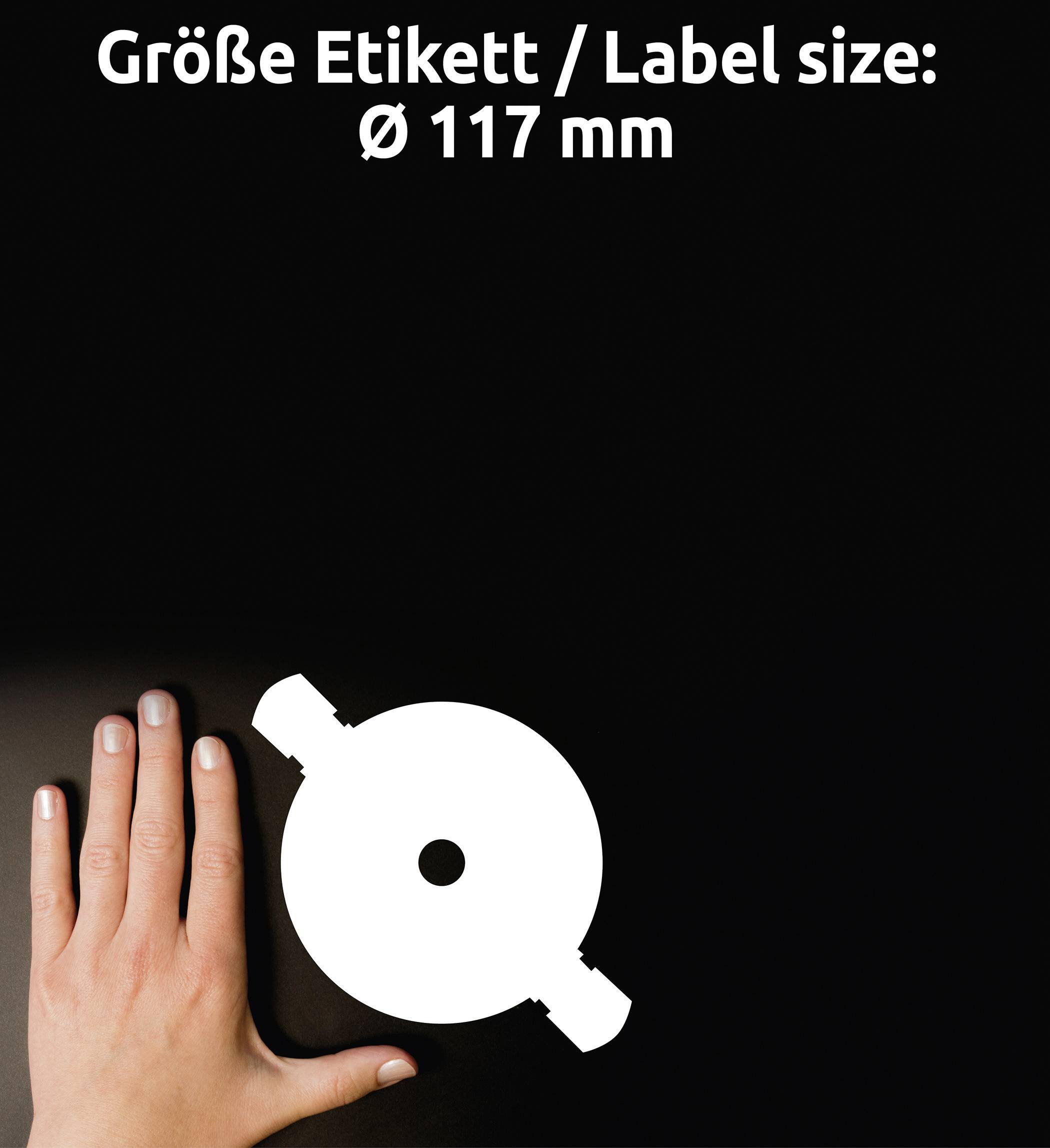 Avery-Zweckform CD-Etiketten L7676-100 Ø 117mm Papier Weiß 200 St. Permanent Blickdicht, Bis Kernloch bedruckbar Tinte, Laser