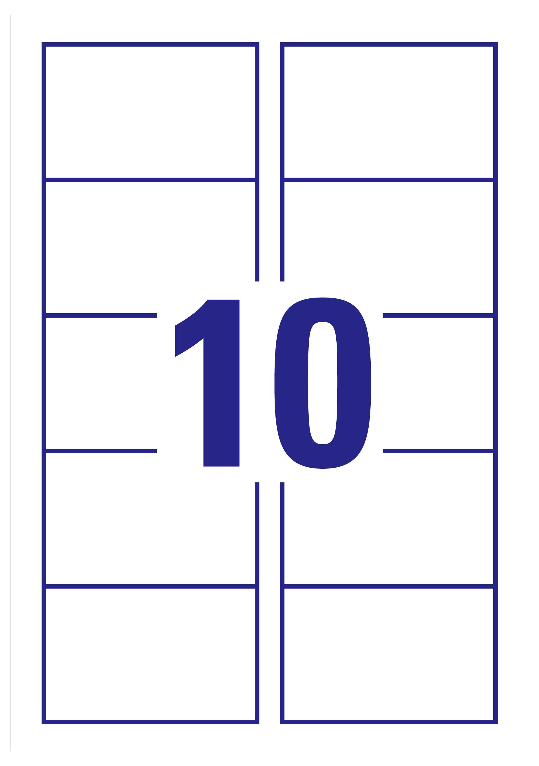 Zentrierte große Zahl '10' in Blau auf weißem Hintergrund, dargestellt in einem zweigeteilten Tabellen- oder Rasterlayout mit blauen Linien.