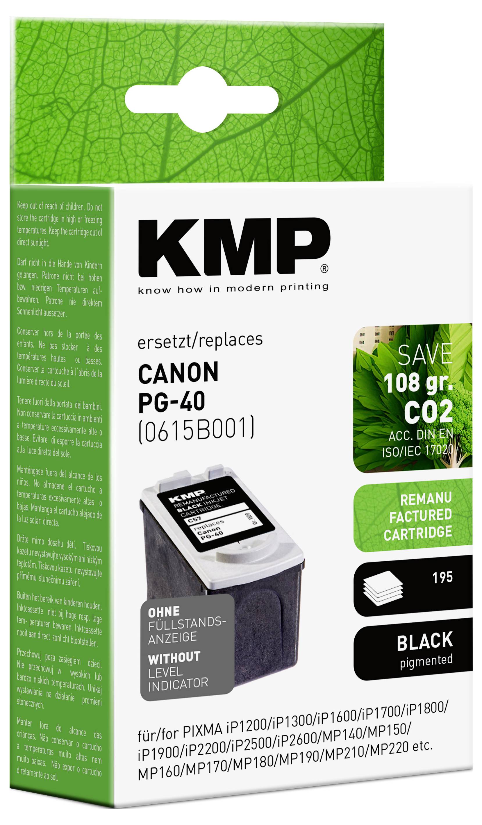 KMP Druckerpatrone ersetzt Canon PG-40 Kompatibel Schwarz C57 1500,4001