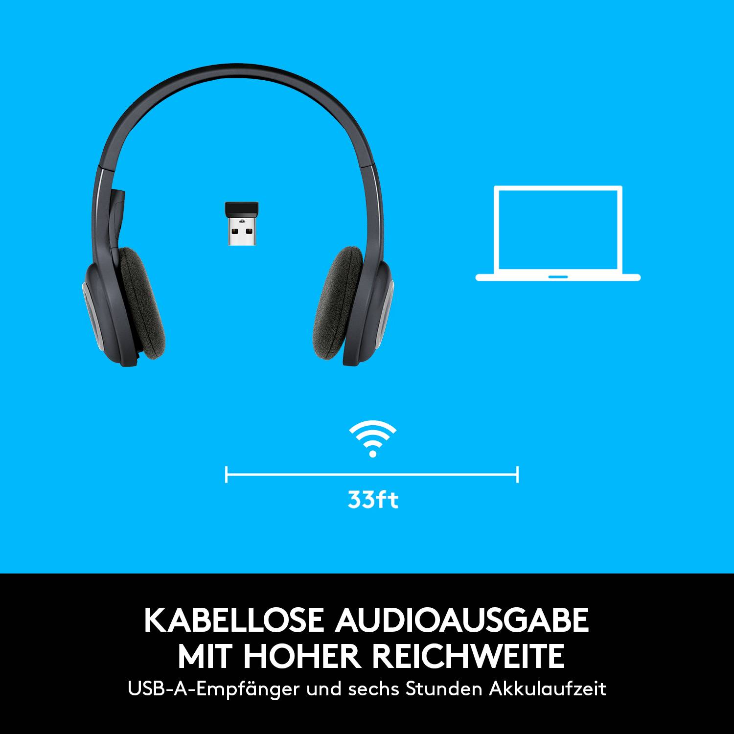 Logitech H600 Computer On Ear Headset Stereo Schwarz Mikrofon-Rauschunterdrückung, Noise Cancelling Lautstärkeregelung, Mikrofon-Stummschaltung,