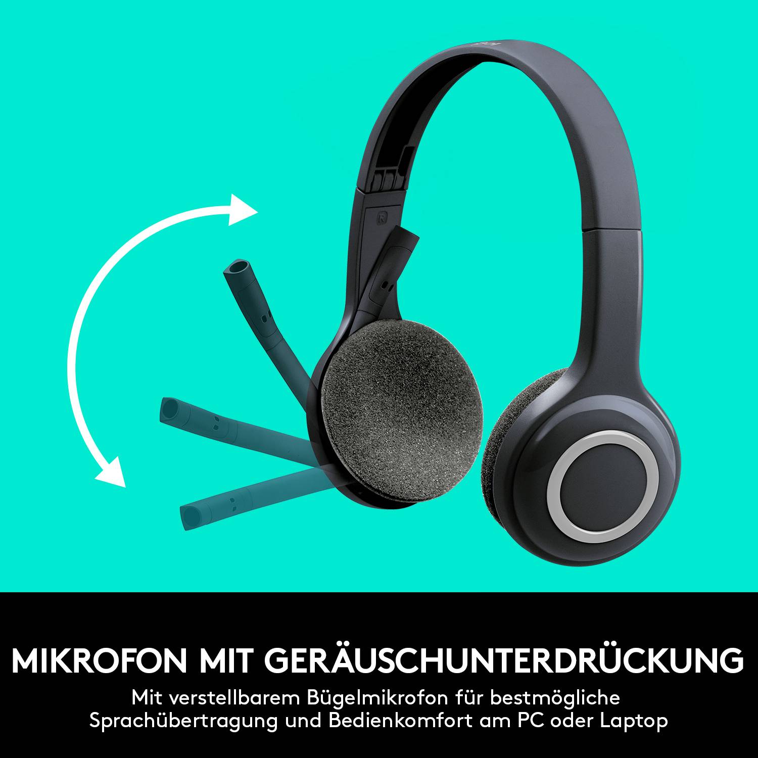 Logitech H600 Computer On Ear Headset Stereo Schwarz Mikrofon-Rauschunterdrückung, Noise Cancelling Lautstärkeregelung, Mikrofon-Stummschaltung,