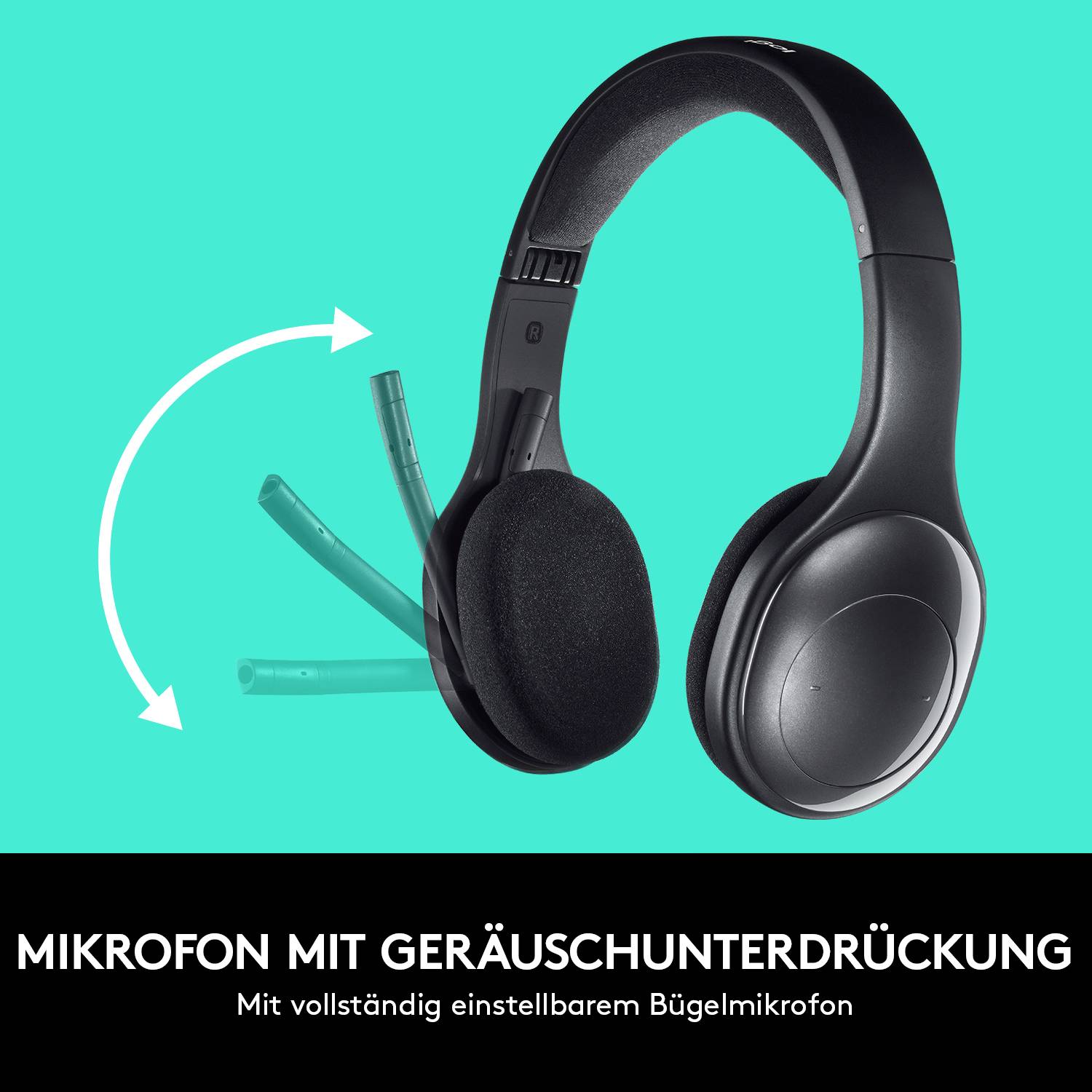 Logitech H800 Computer On Ear Headset Bluetooth® Stereo Schwarz Mikrofon-Rauschunterdrückung, Noise Cancelling Lautstärkeregelung, Mikrofon-Stumms