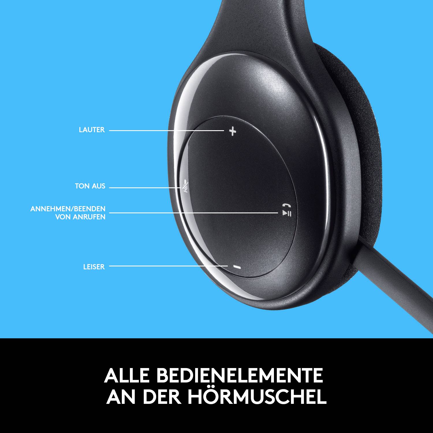 Logitech H800 On Ear Headset Bluetooth® Stereo Schwarz Mikrofon-Rauschunterdrückung, Noise Cancelling Lautstärkeregelung, Mikrofon-Stummschaltung
