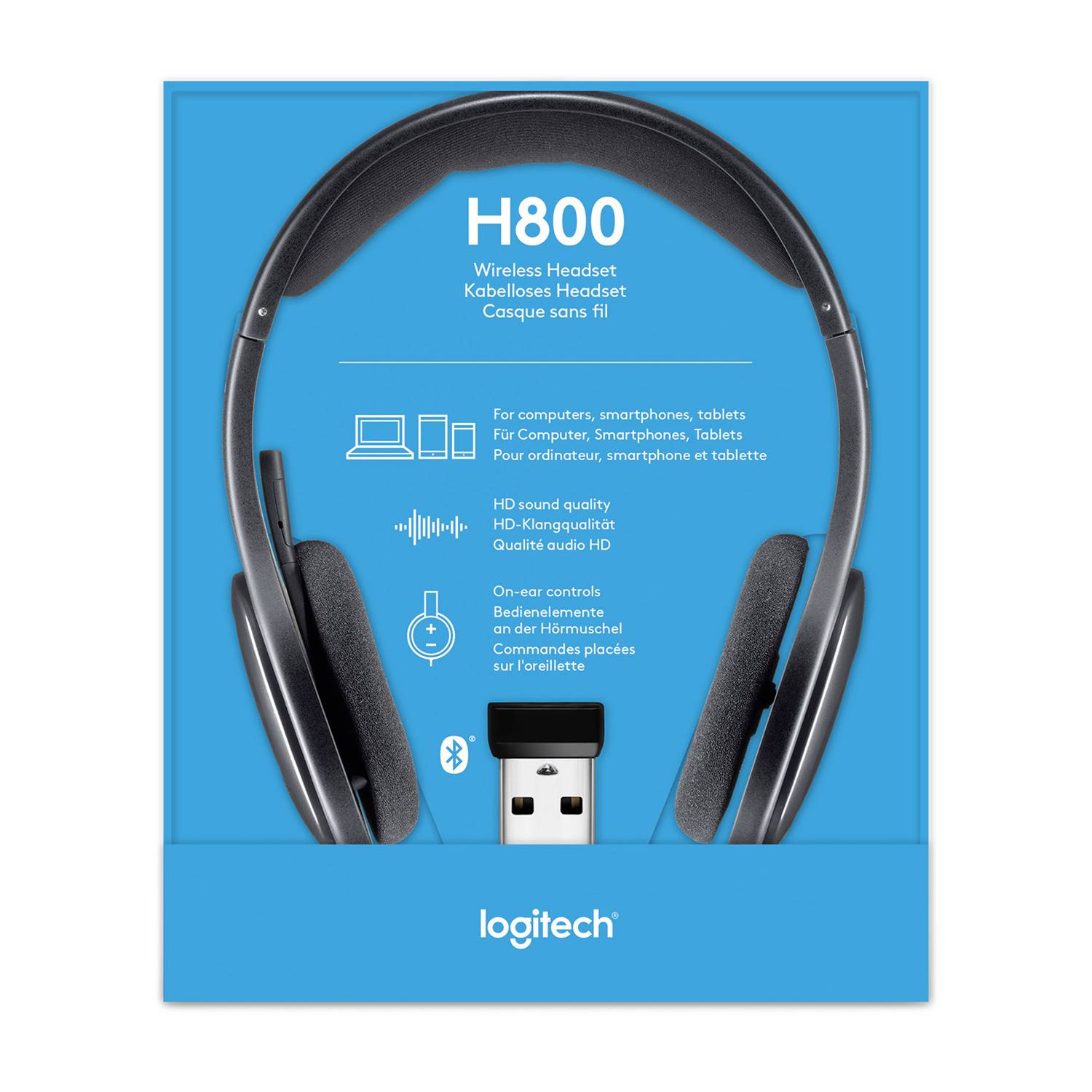 Logitech H800 Computer On Ear Headset Bluetooth® Stereo Schwarz Mikrofon-Rauschunterdrückung, Noise Cancelling Lautstärkeregelung, Mikrofon-Stumms