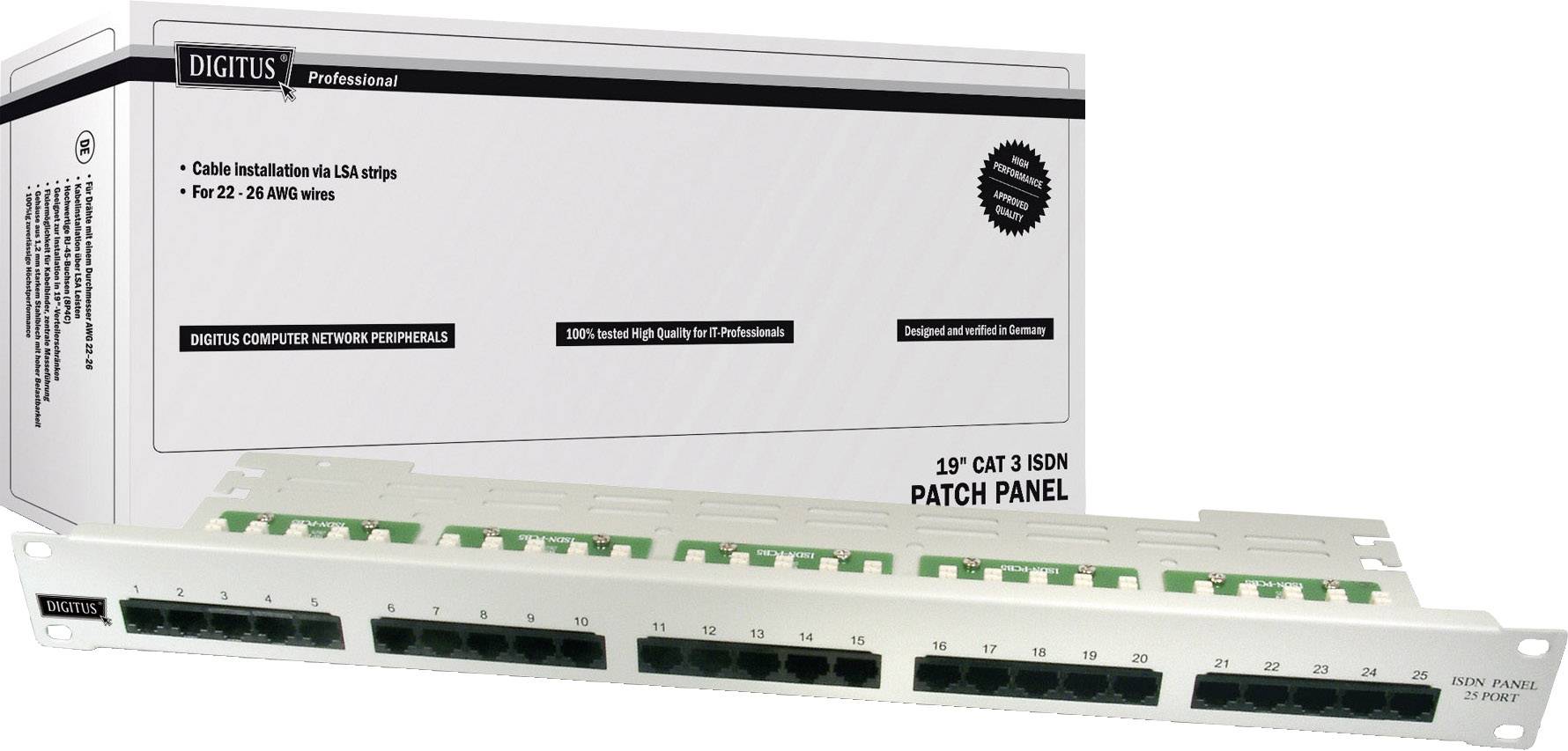 DIGITUS - CAT 3 ISDN Patch Panel, ungeschirmt