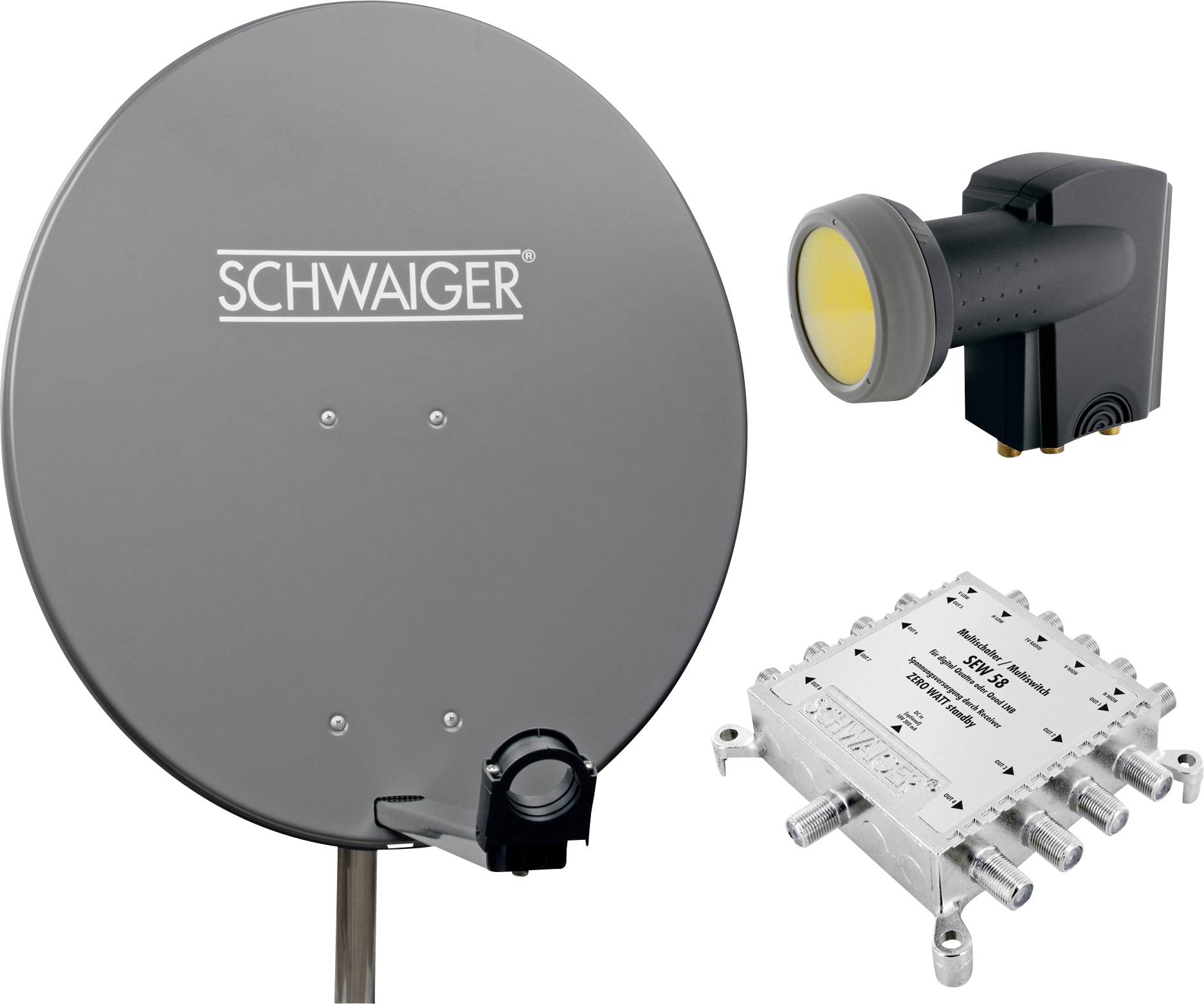 Schwaiger SPI9961SET5 SAT-Anlage ohne Receiver Teilnehmer-Anzahl: 8 80cm