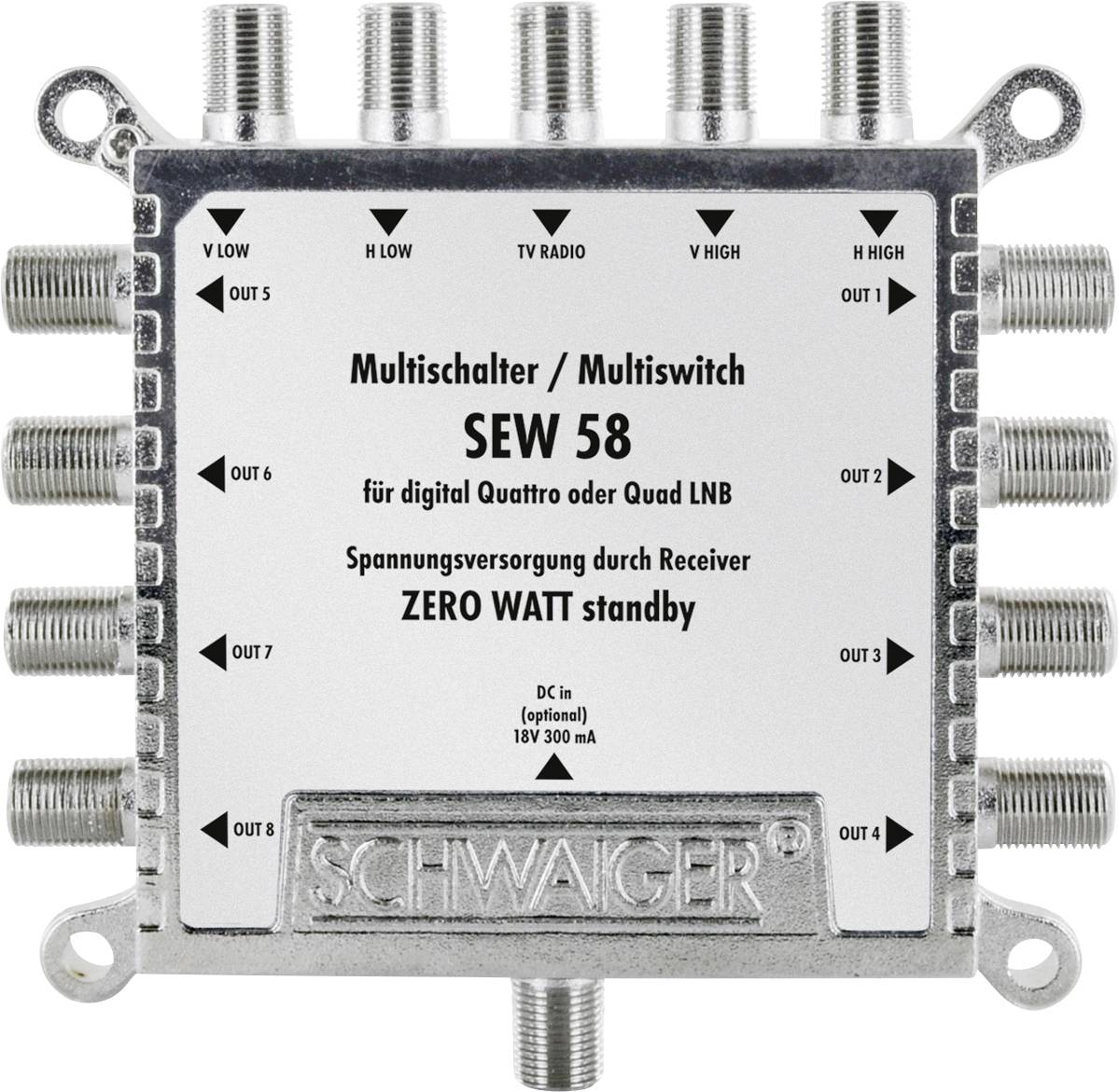 Schwaiger SPI9961SET5 SAT-Anlage ohne Receiver Teilnehmer-Anzahl: 8 80cm