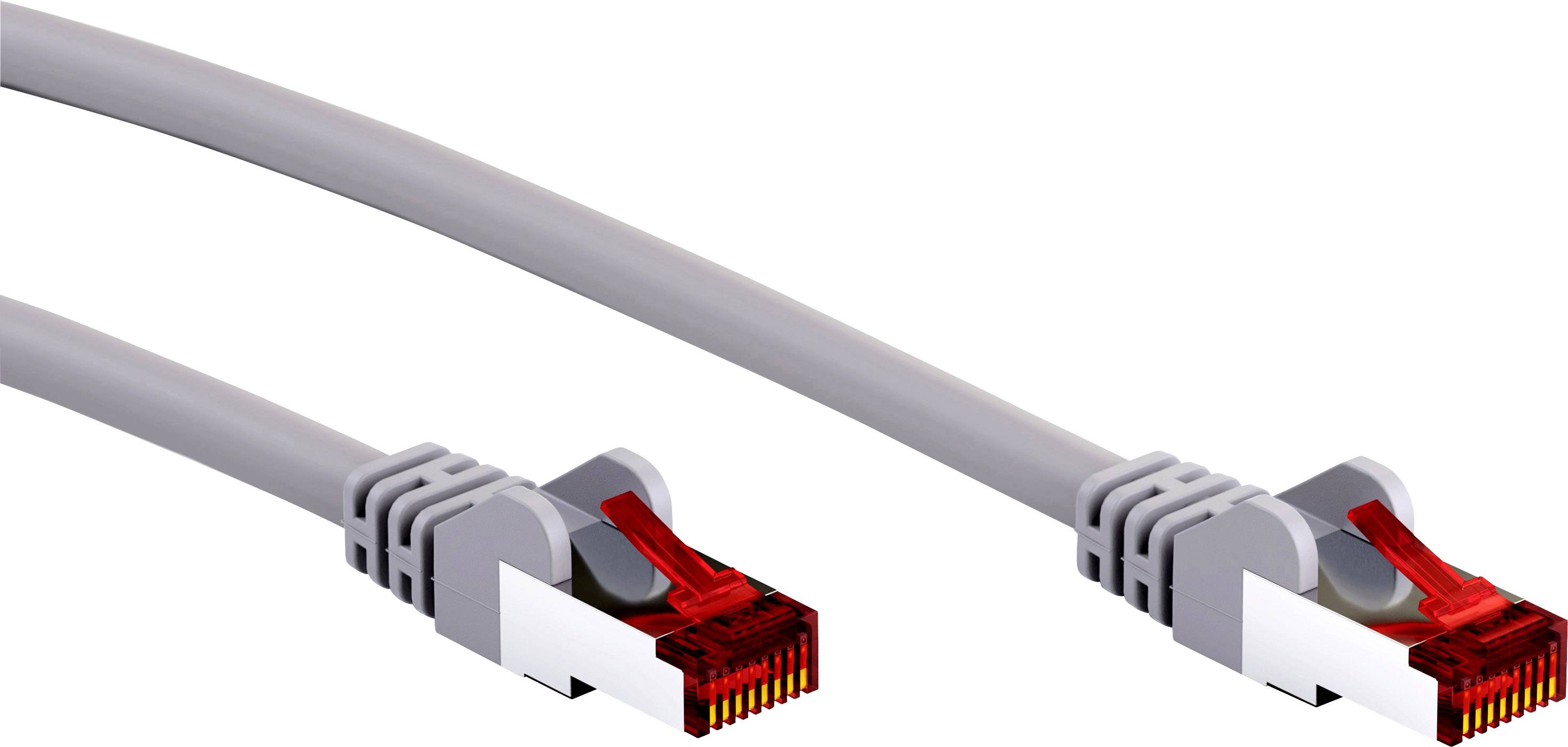 Goobay RJ45 Netzwerkkabel, Patchkabel CAT 6 S/FTP 3.00m Grau Flammwidrig, mit Rastnasenschutz