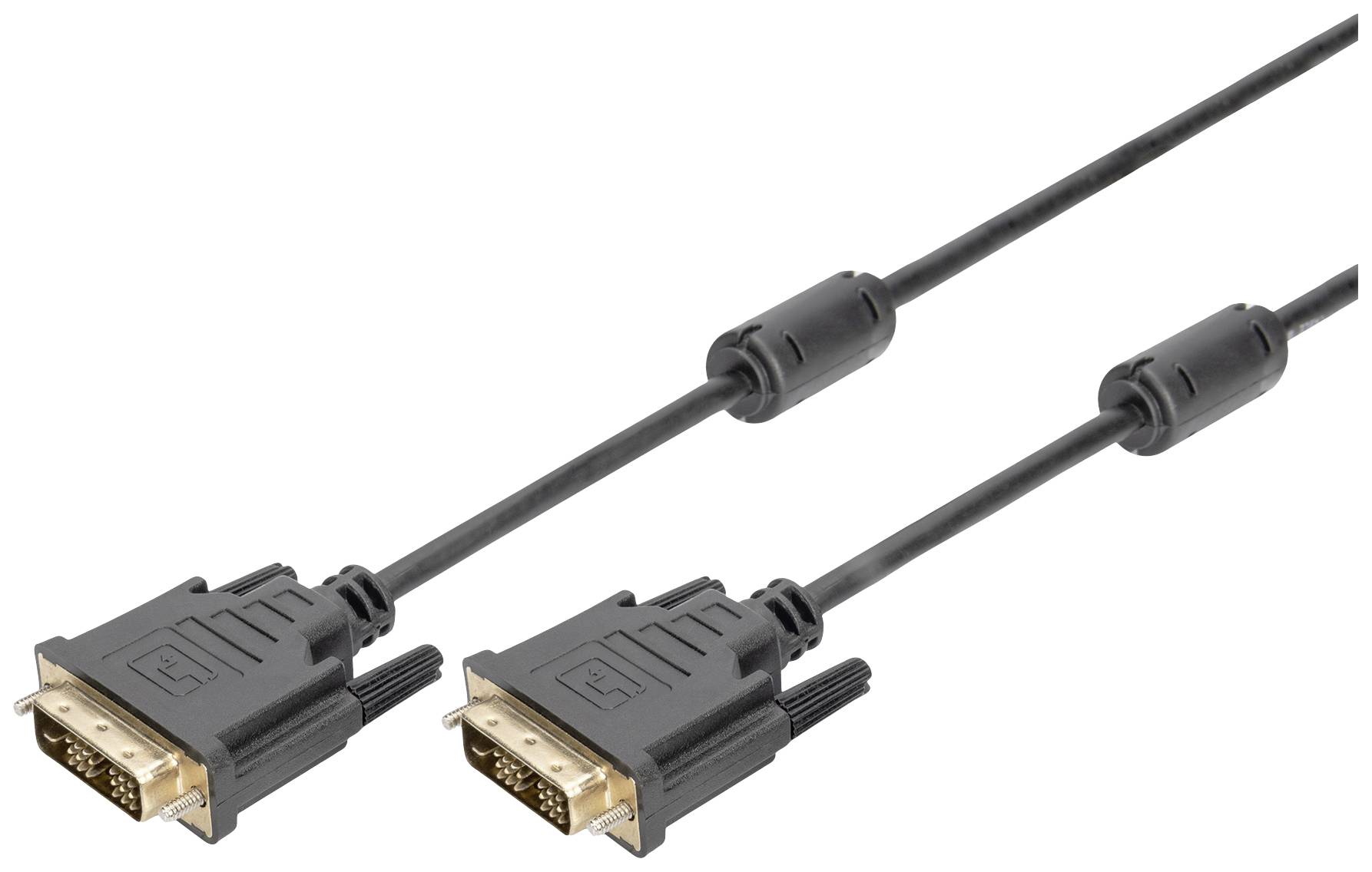 Digitus DVI Anschlusskabel DVI-D 18+1pol. Stecker, DVI-D 18+1pol. Stecker 5.00 m Schwarz AK-320100-050-S schraubbar DVI-Kabel