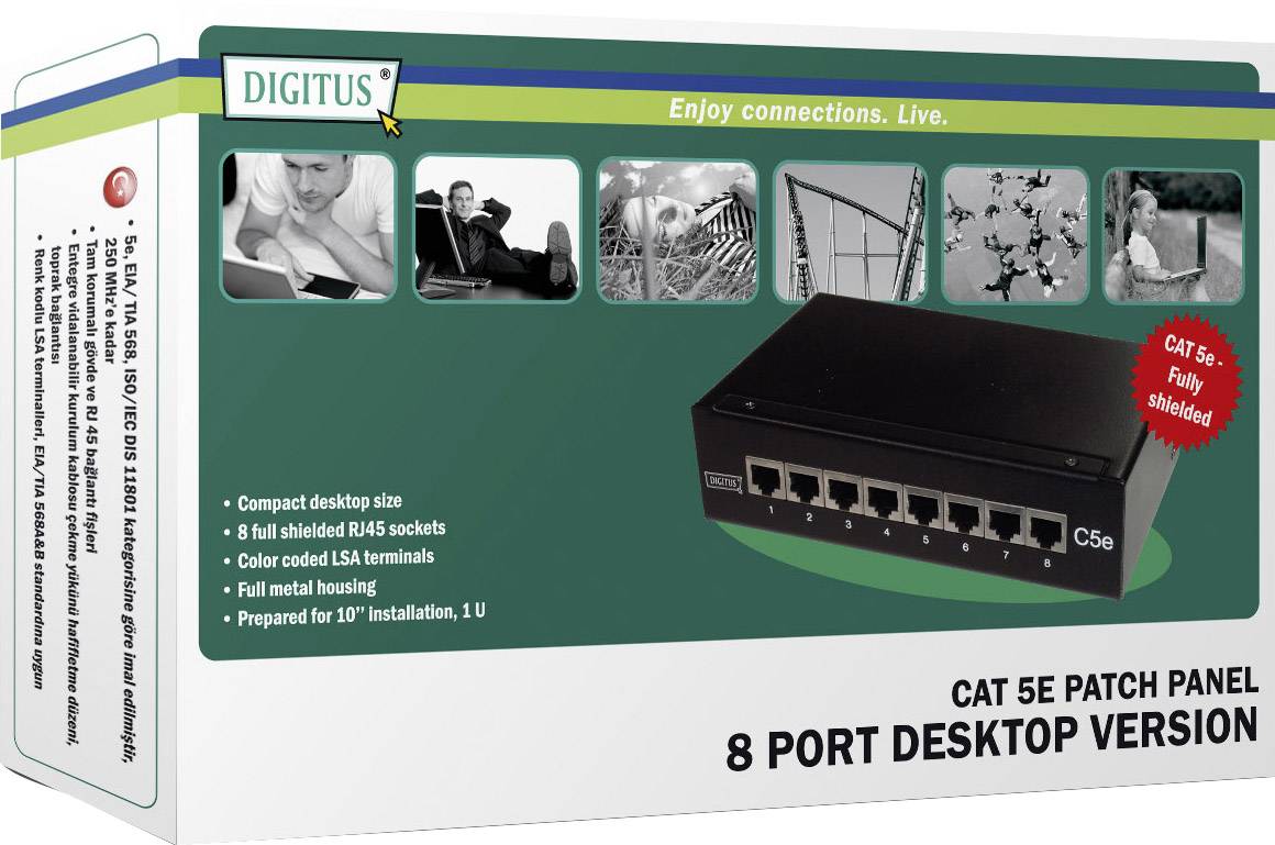 Digitus DN-10001 8 Port Netzwerk-Patchbox CAT 5e 1 HE Bestückt