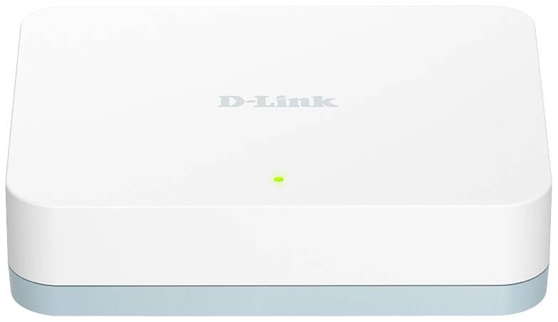 Ein weißer Router der Marke D-Link mit einer grünen Statusanzeige auf der Vorderseite.