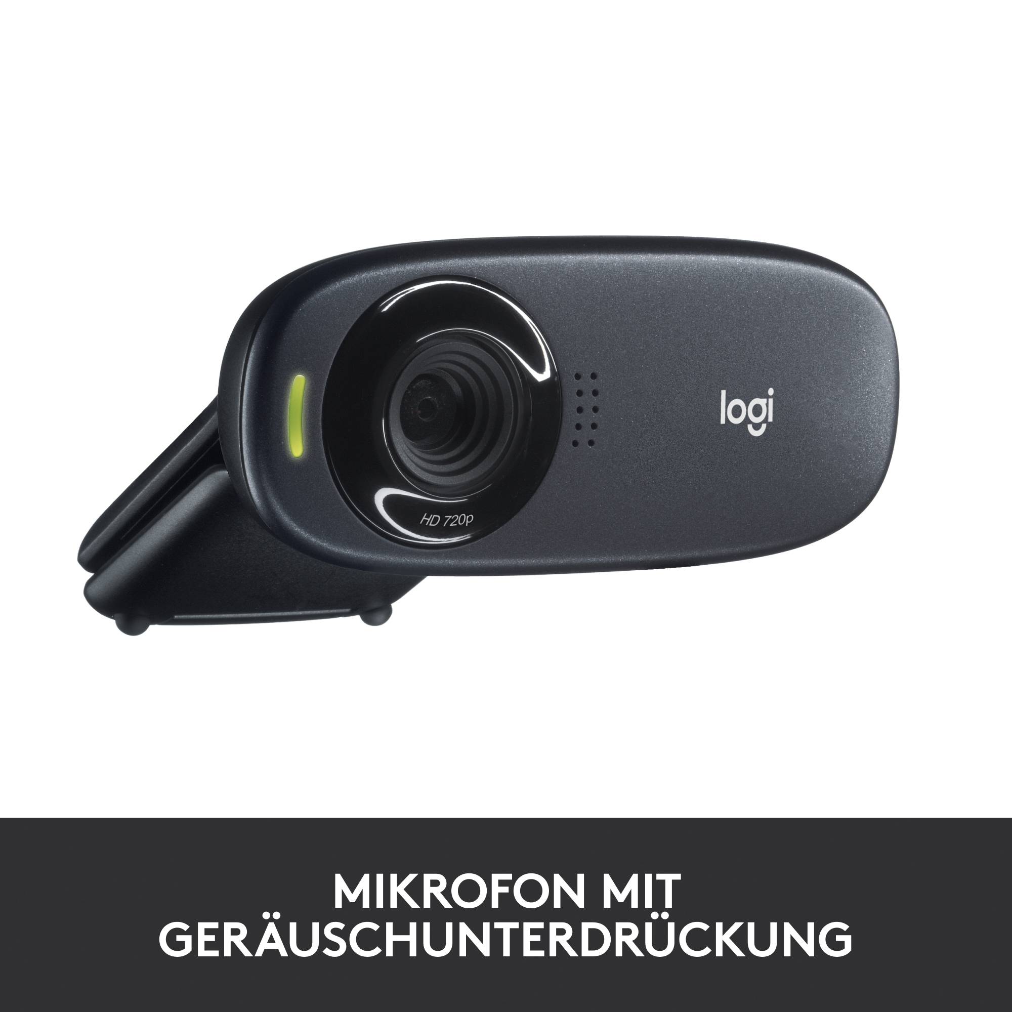 Logitech C310 HD-Webcam 1280 x 720 Pixel Standfuß, Klemm-Halterung