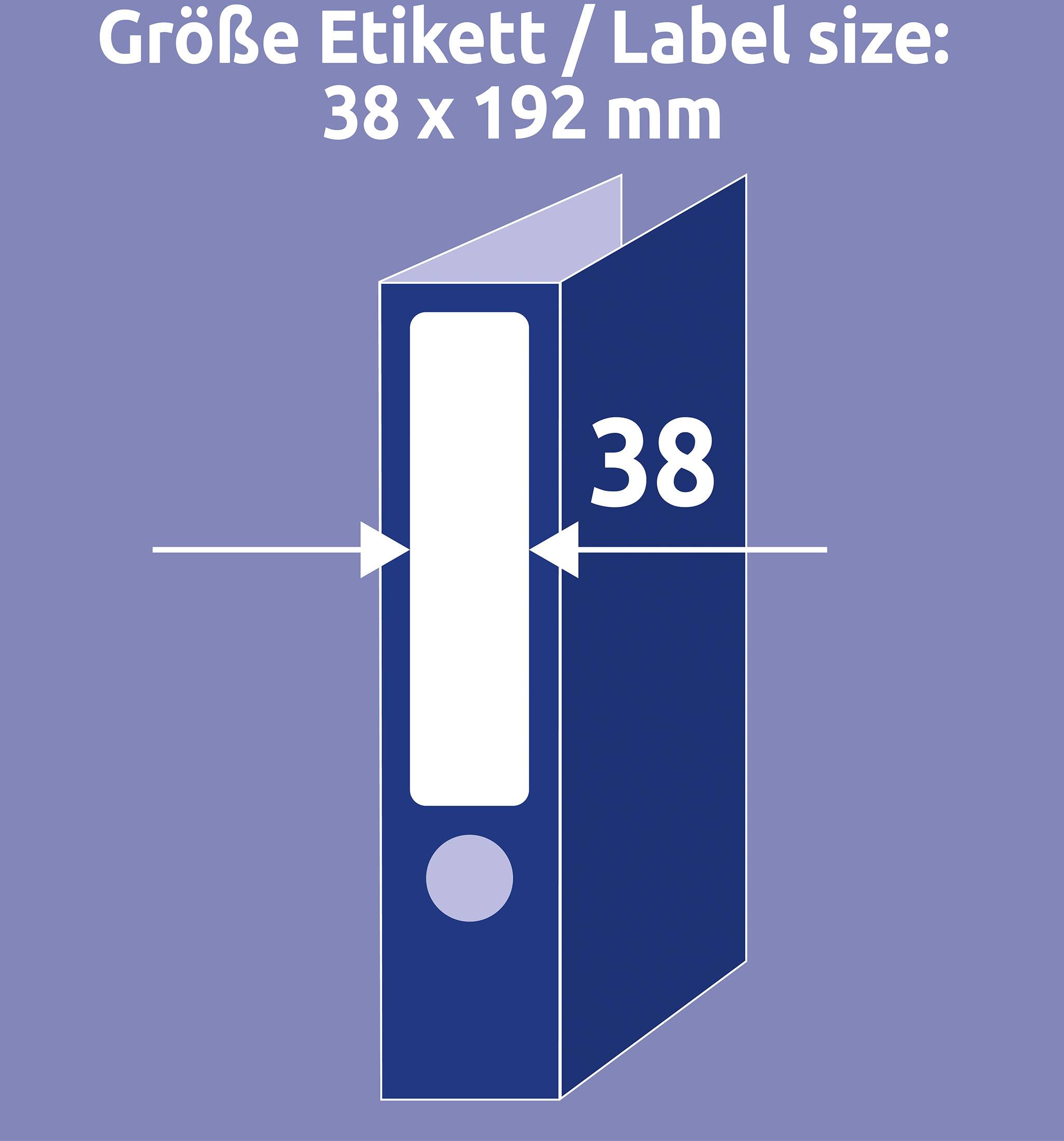 Avery-Zweckform Ordner-Etiketten L4760-25 38 x 192mm Papier Weiß Permanent haftend 210St.