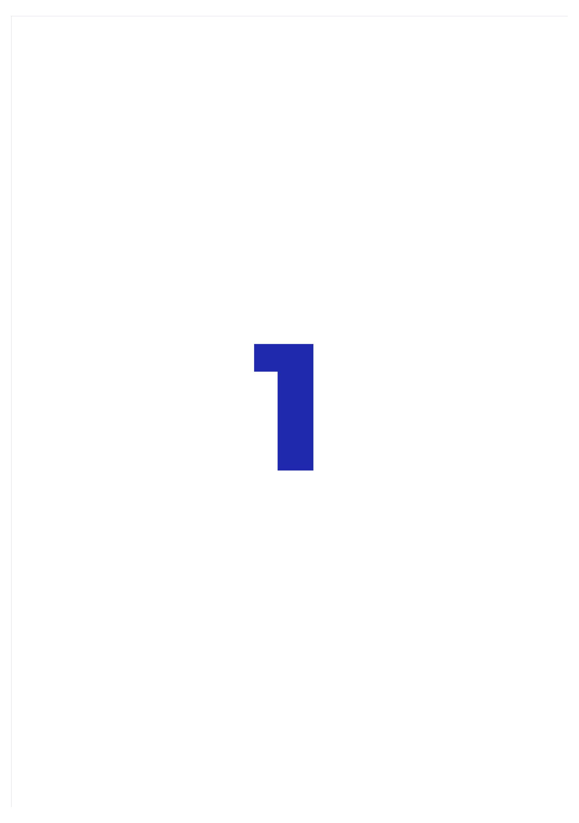 Blaue Zahl '1' mittig auf weißem Hintergrund.