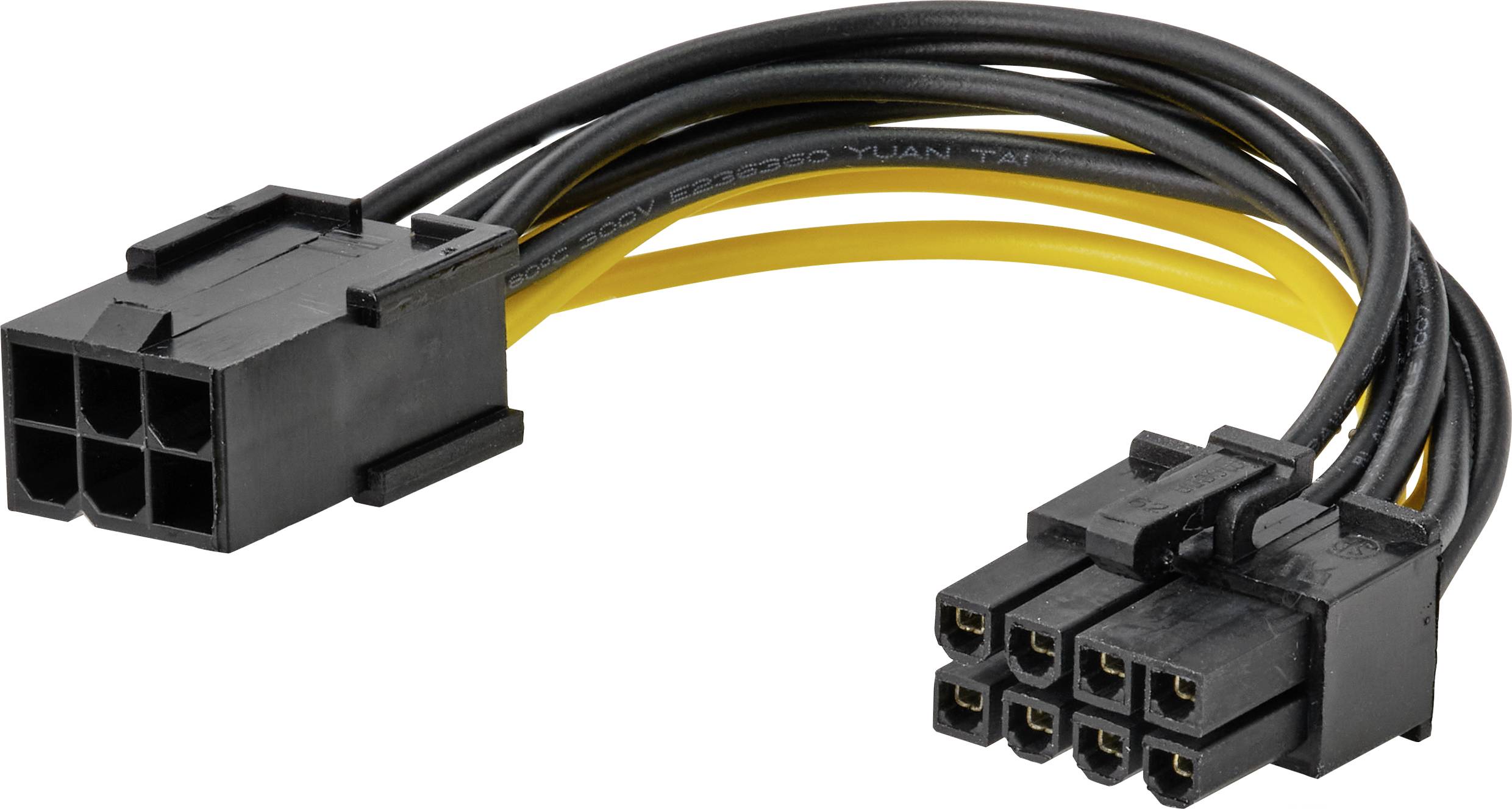 Ein schwarzes 8-Pin-zu-6-Pin PCIe-Stromadapterkabel.