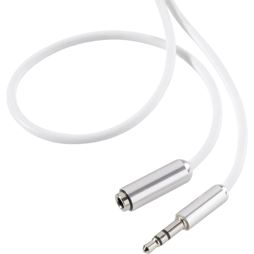 Câble audio SpeaKa Professional SP-3946940 [1x Jack mâle 3.5 mm - 1x Jack femelle 3.5 mm] 0.50 m blanc gaine ultra-douce