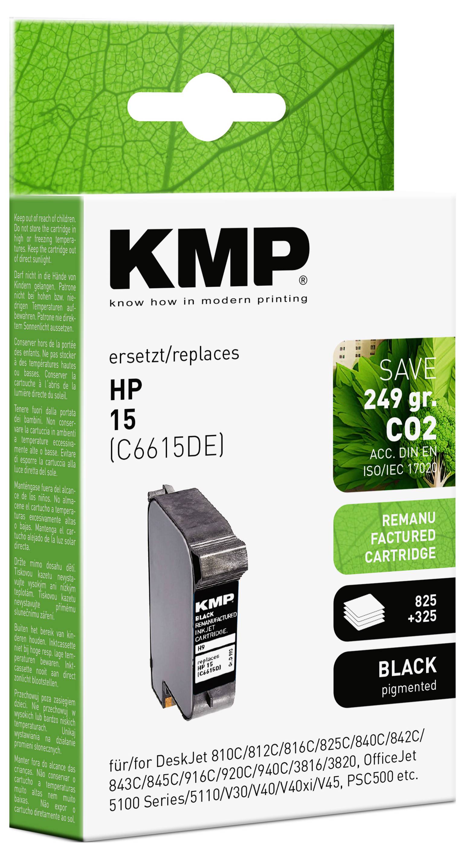 KMP Druckerpatrone ersetzt HP 15, C6615DE Kompatibel Schwarz H9 0993,4151