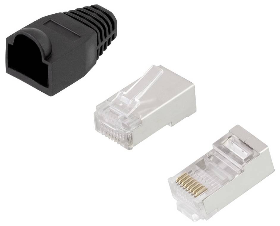 LogiLink MP0012 RJ45-Steckverbinder CAT 5e, geschirmt MP0012 Stecker, gerade Pole: 8P8C Schwarz 100St.