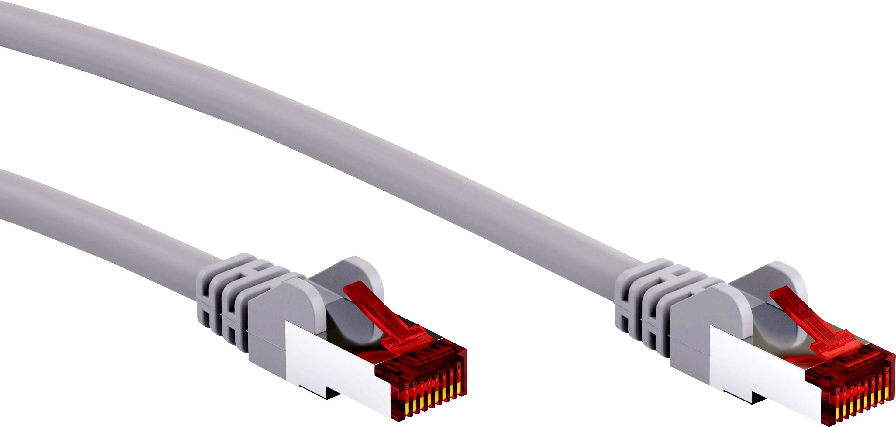 Goobay 50887 RJ45 Netzwerkkabel, Patchkabel CAT 6 S/FTP 2.00 m Grau Flammwidrig, mit Rastnasenschutz 1 St.