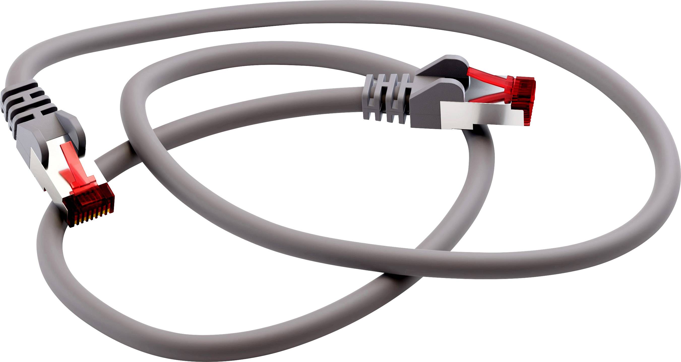 Goobay RJ45 Netzwerkkabel, Patchkabel CAT 6 S/FTP 2.00m Grau Flammwidrig, mit Rastnasenschutz