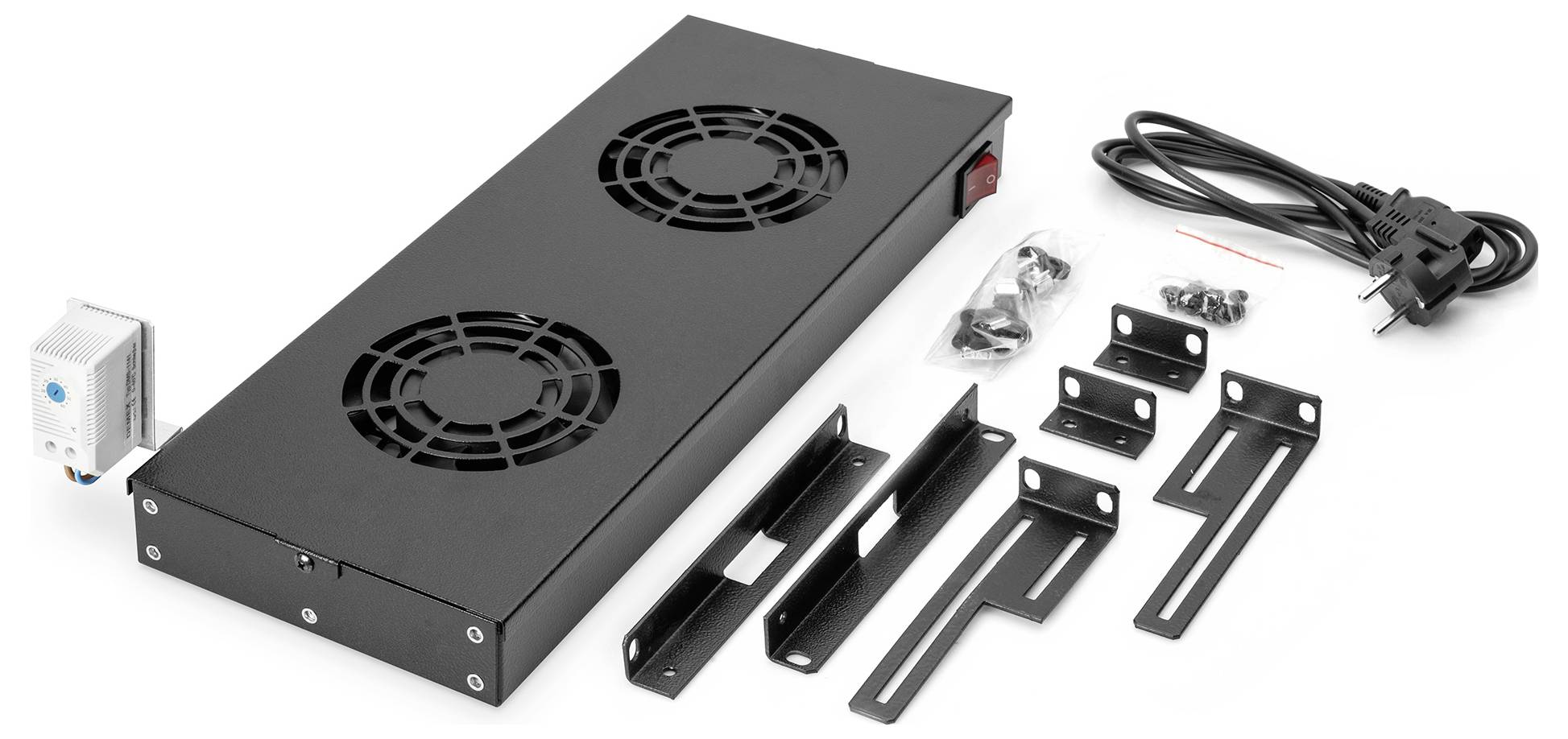Digitus DN-19 FAN-2-HO-SW 19 Zoll 2 x Netzwerkschrank-Lüfter 1 HE Schwarz
