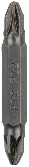Doppelseitiger Kreuzschlitz-Bitaufsatz, Größe PH2-PZ2, geeignet für Schraubendreher, dunkelgrau und metallisch.