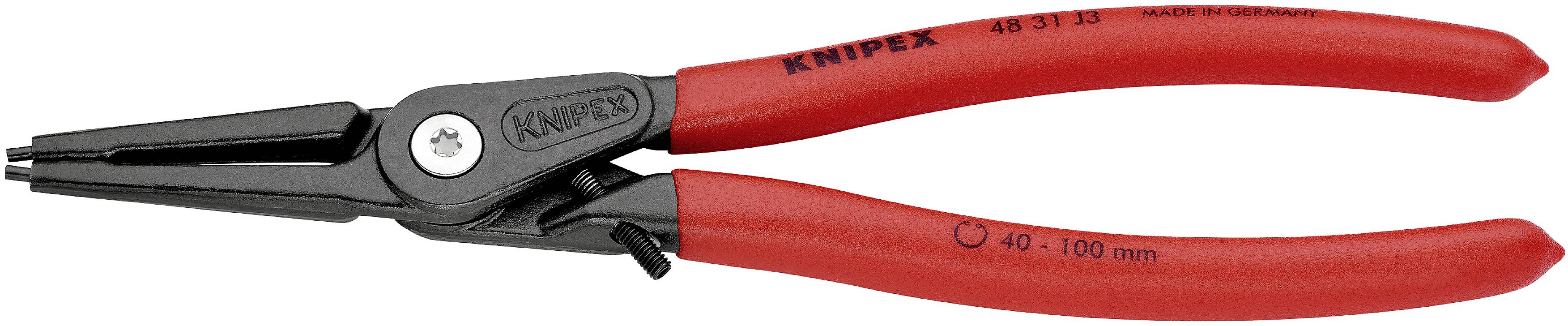 Knipex 48 31 J3 Seegeringzange Passend für (Seegeringzangen) Innenringe 40-100 mm Spitzenform (Details) gerade