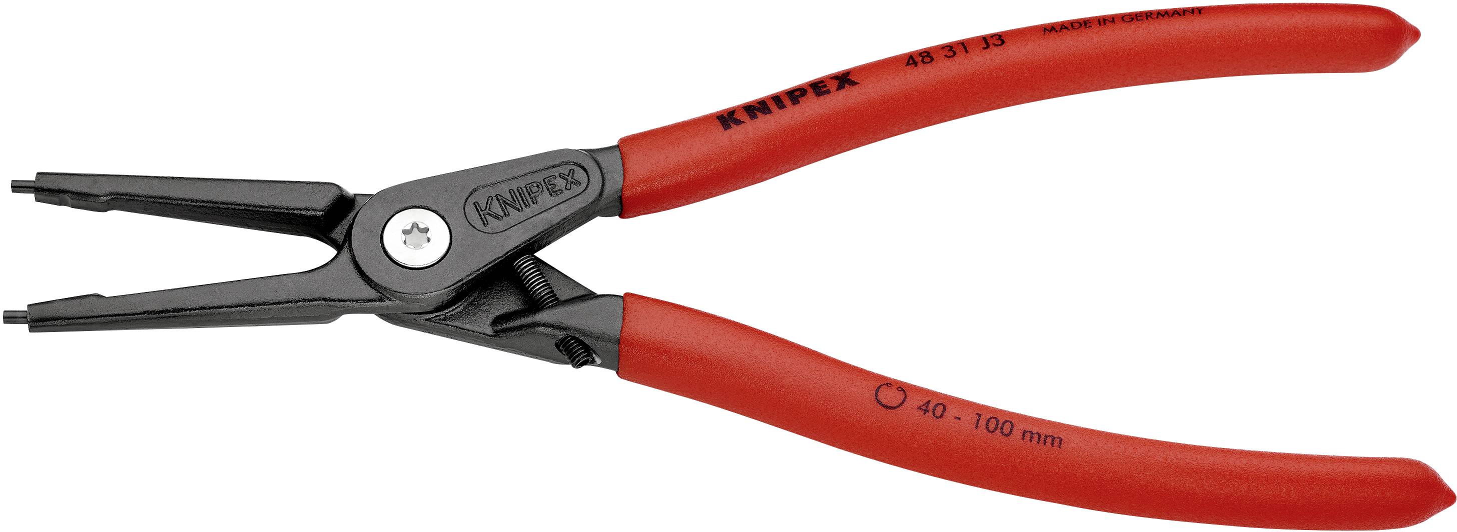 Knipex 48 31 J3 Seegeringzange Passend für (Seegeringzangen) Innenringe 40-100 mm Spitzenform (Details) gerade