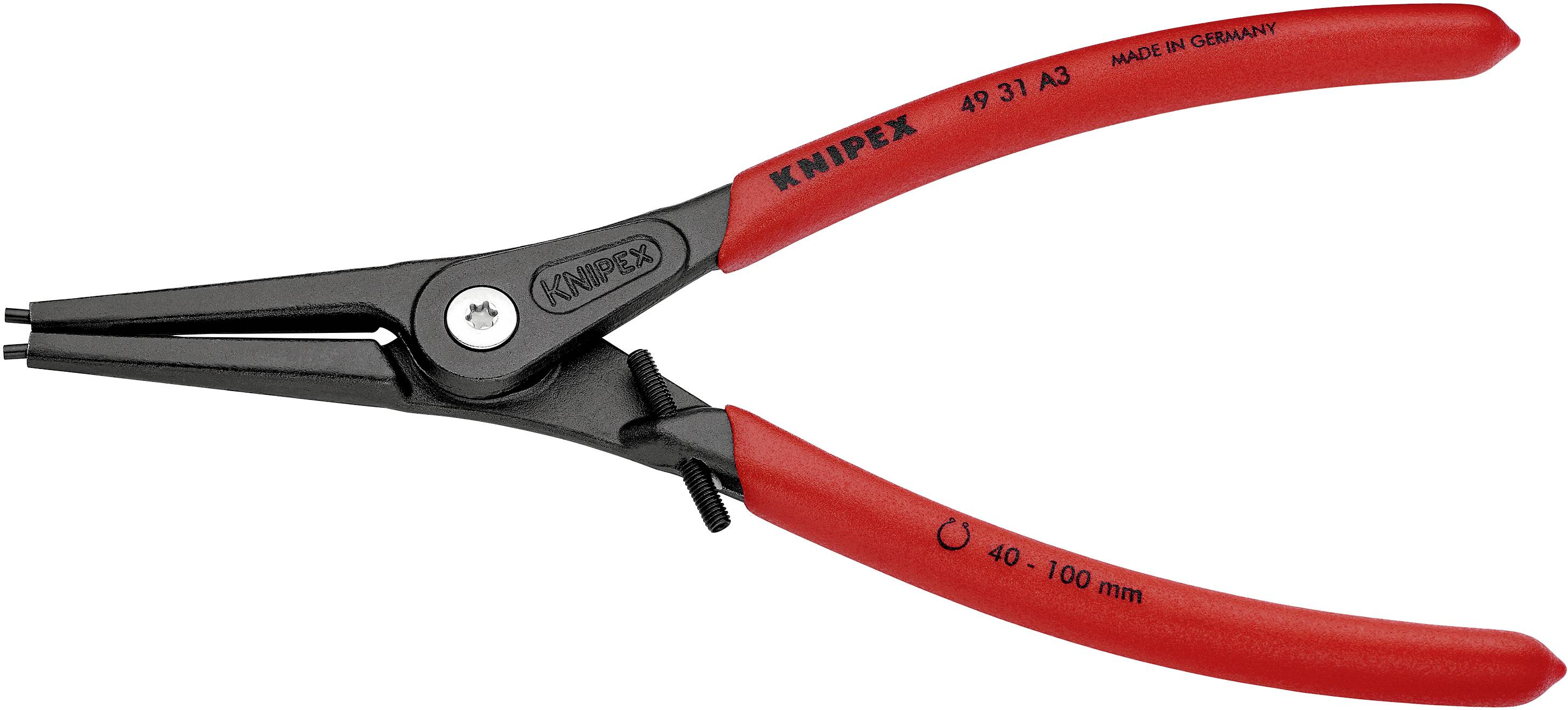 Knipex 49 31 A3 Seegeringzange Passend für (Seegeringzangen) Innenringe 40-100mm Spitzenform (Details) gerade