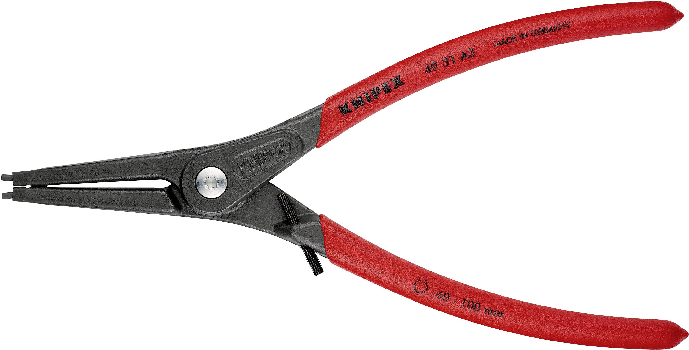 Knipex 49 31 A3 Seegeringzange Passend für (Seegeringzangen) Innenringe 40-100mm Spitzenform (Details) gerade