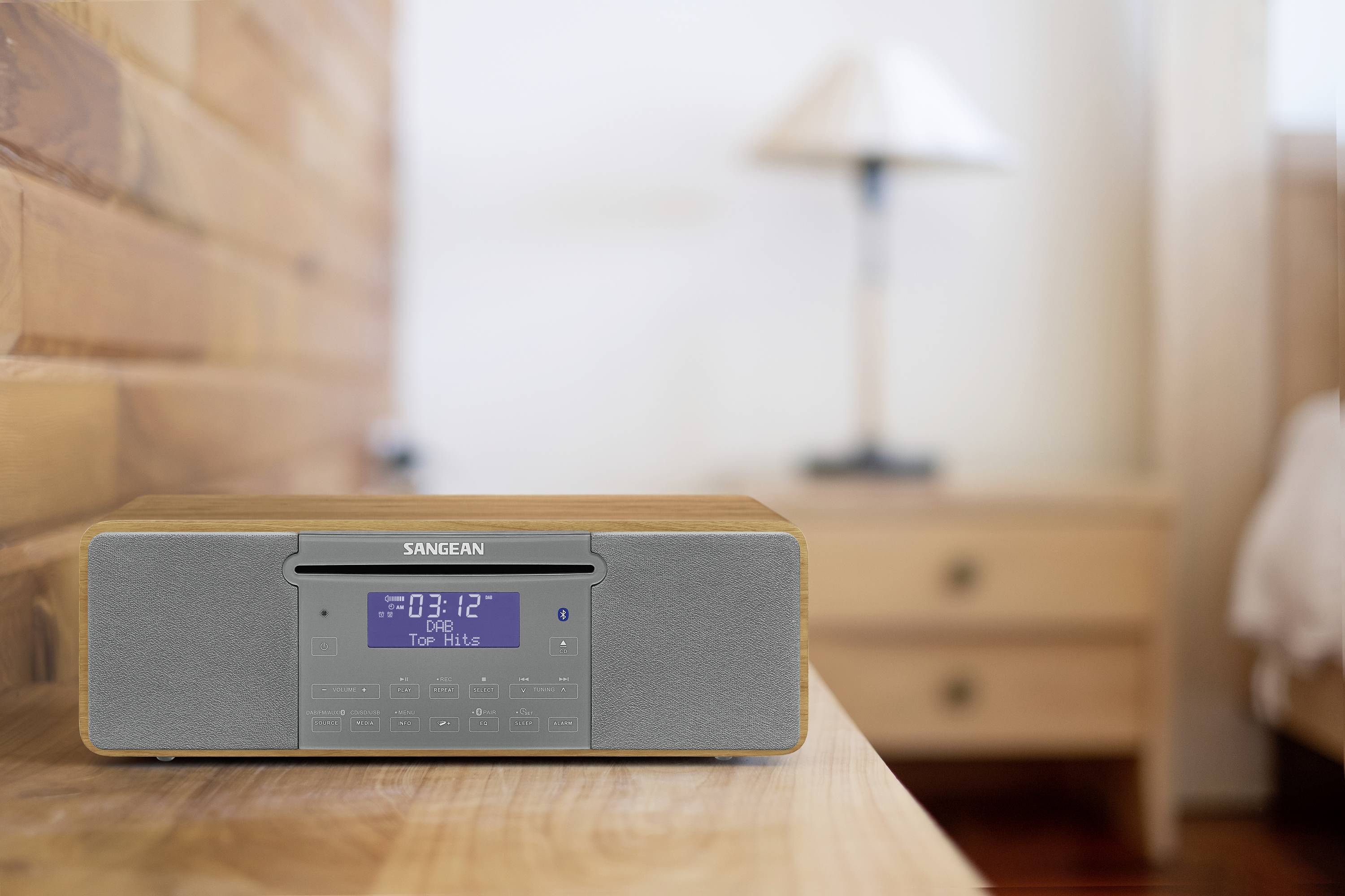 Sangean DDR-47 BT Tischradio DAB+, UKW AUX, CD, SD, USB Holz