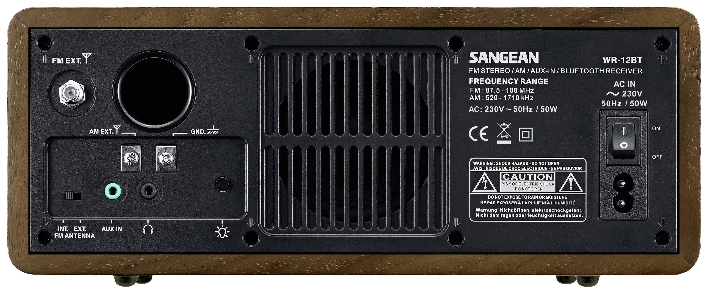 Sangean WR-12 BT Walnuss Tischradio UKW, MW AUX, Bluetooth® Holz