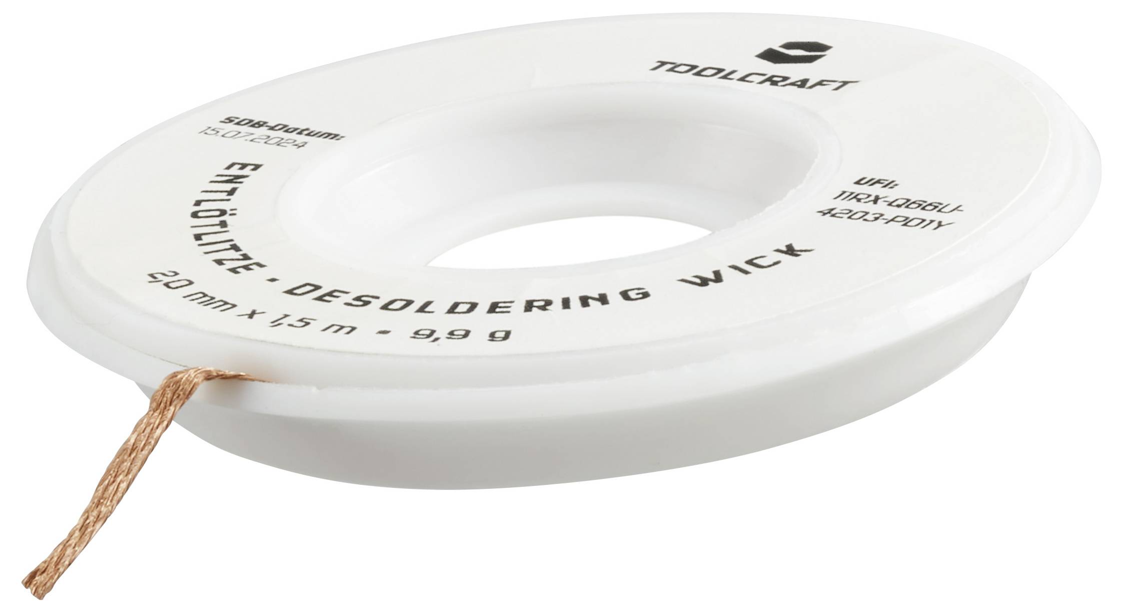 TOOLCRAFT ZD-180 Entlötlitze Länge 1.5m Breite 2.0mm Flussmittel getränkt