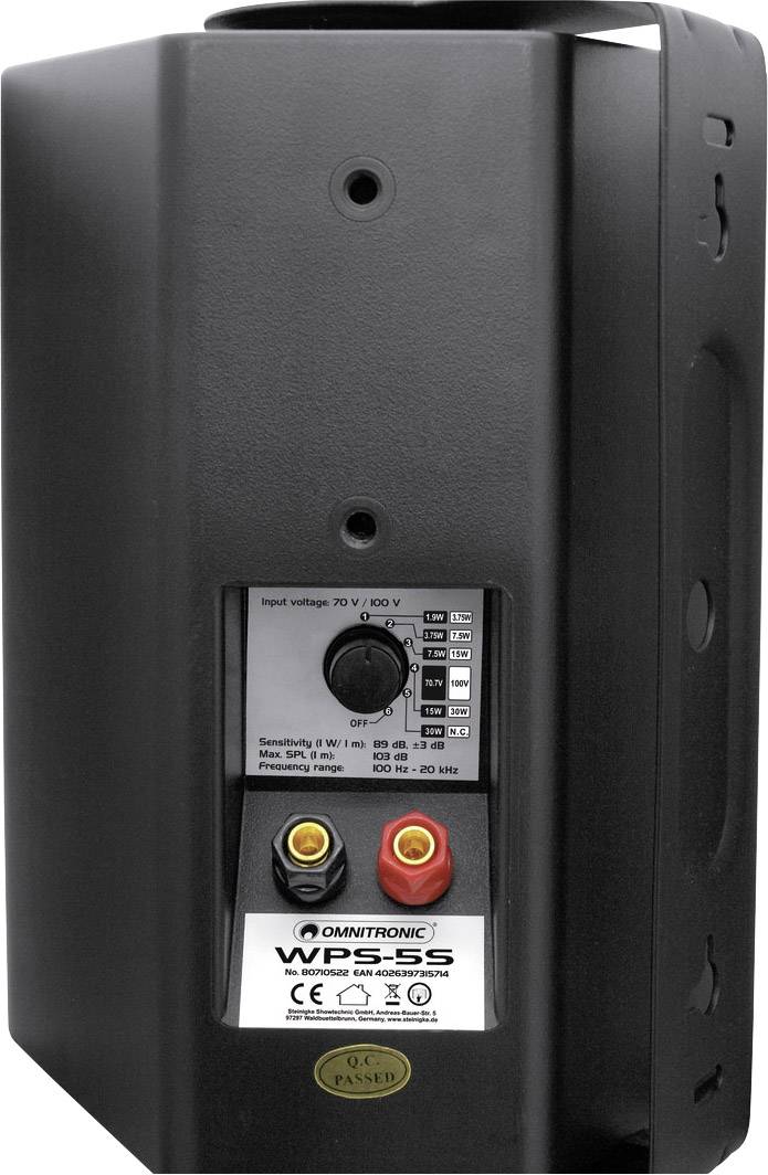 Omnitronic WPS-5S ELA-Wandlautsprecher 30 W Schwarz 1 St.